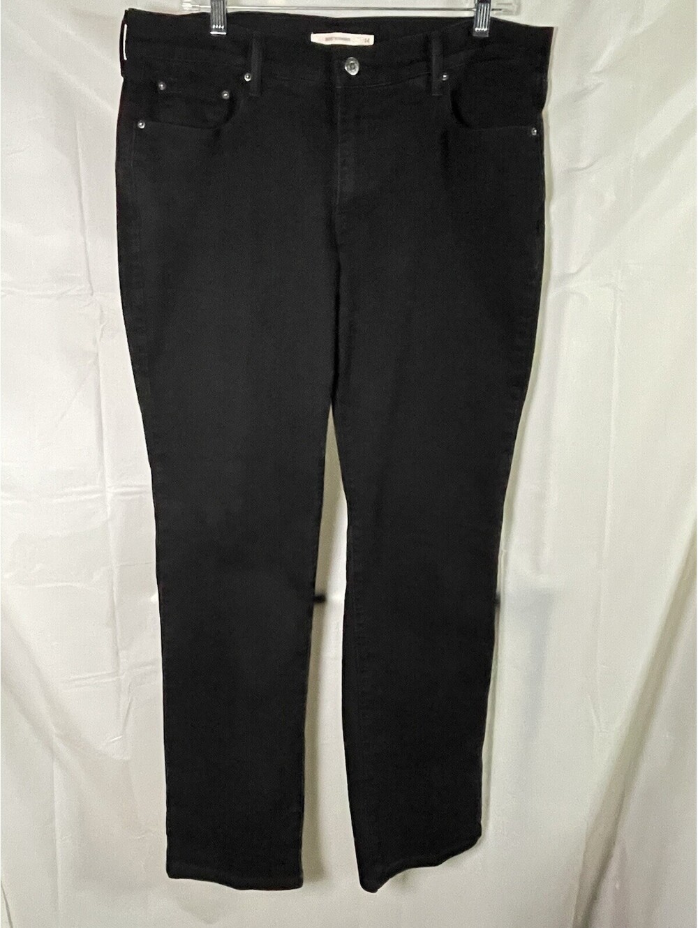 Levi's 505 Straight Leg Jeans Women's Size 14 Black Denim Mid Rise Classic